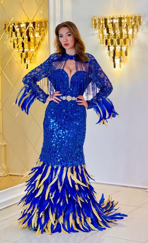 Cynthia Sequins Feather Dress